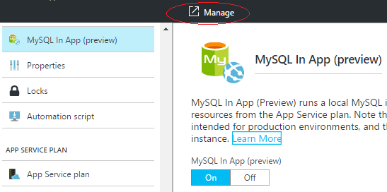 Manage MySQL in the Azure Portal